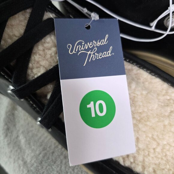 Womens Universal Threads Black & Biege Kimber Sherpa Tongue Boots Memory Size 10 - Picture 8 of 11